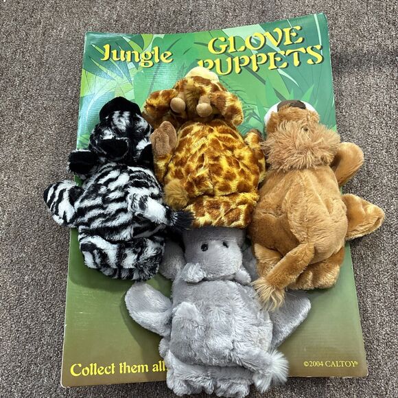 2004 Caltoy Jungle Glove Puppets 4 on Card Brand New Lot of 4 - Picture 1 of 3